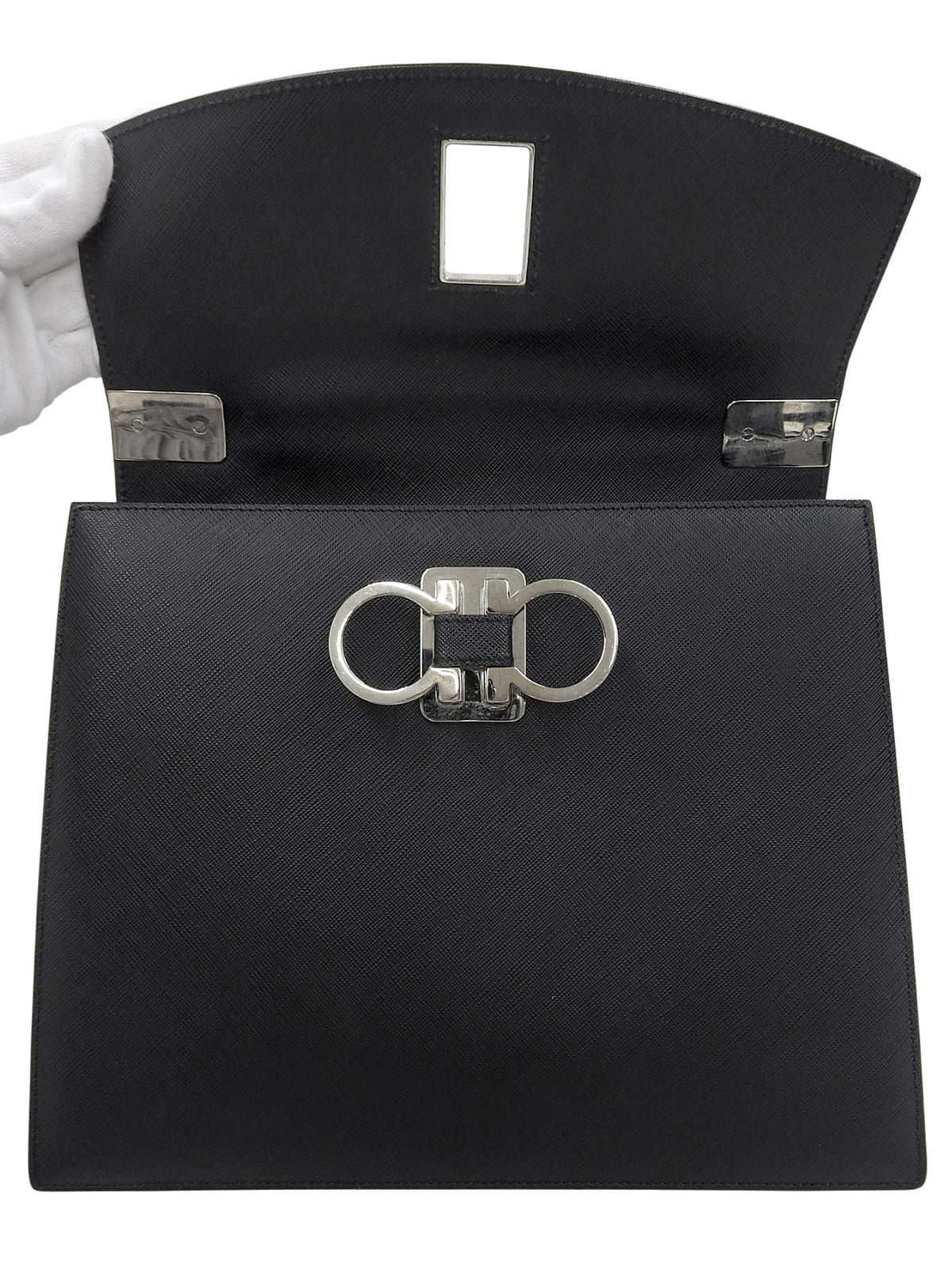 ガンチーニプレート2wayバッグ ブラック