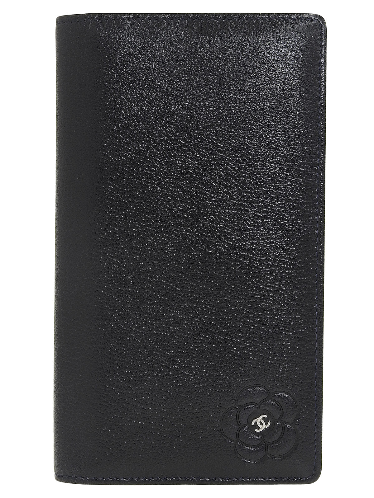 2008 Camellia CC logo plate long wallet, navy