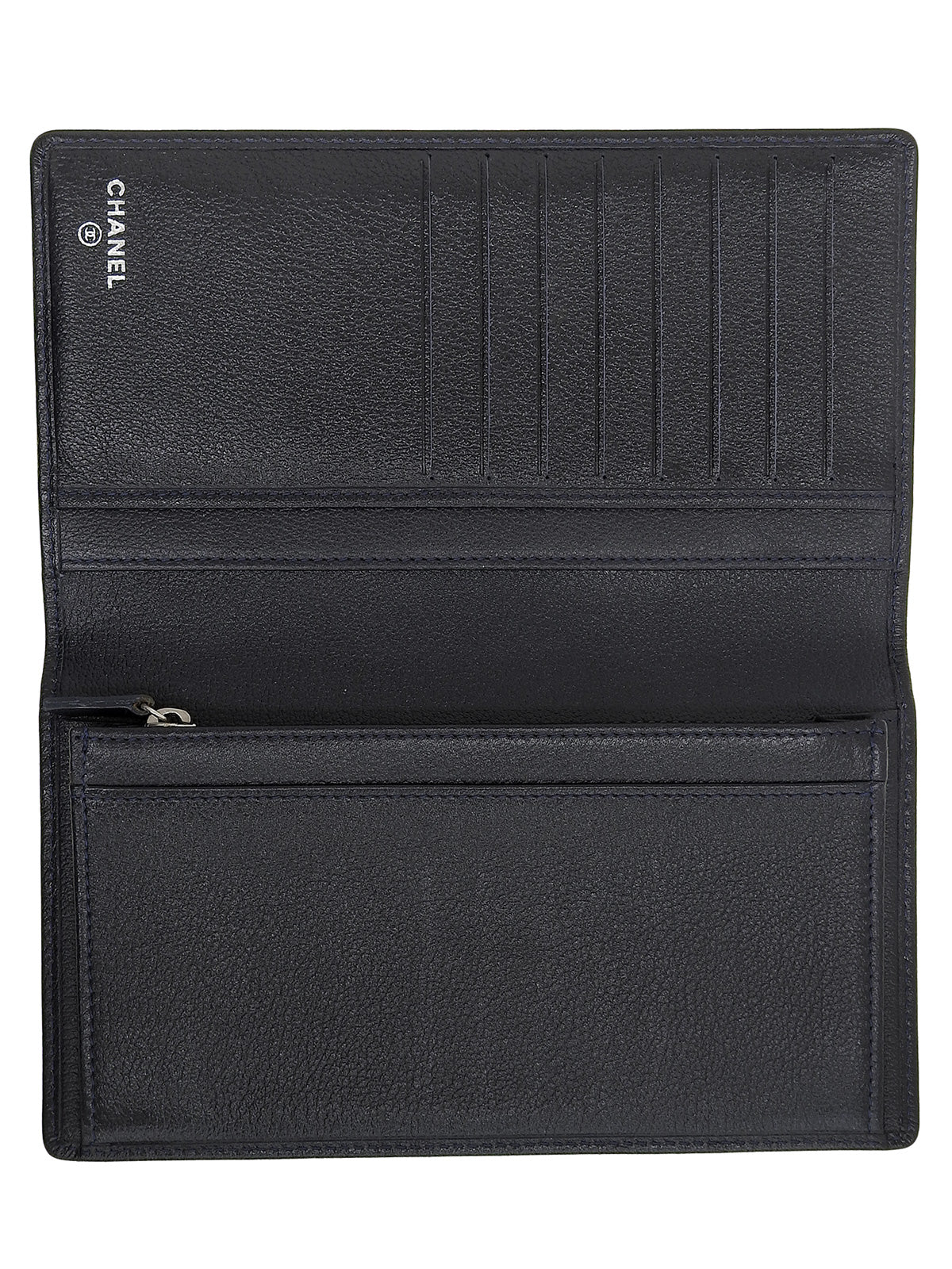 2008 Camellia CC logo plate long wallet, navy