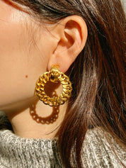 1996 CC Mark Chain Hoop Earrings Gold