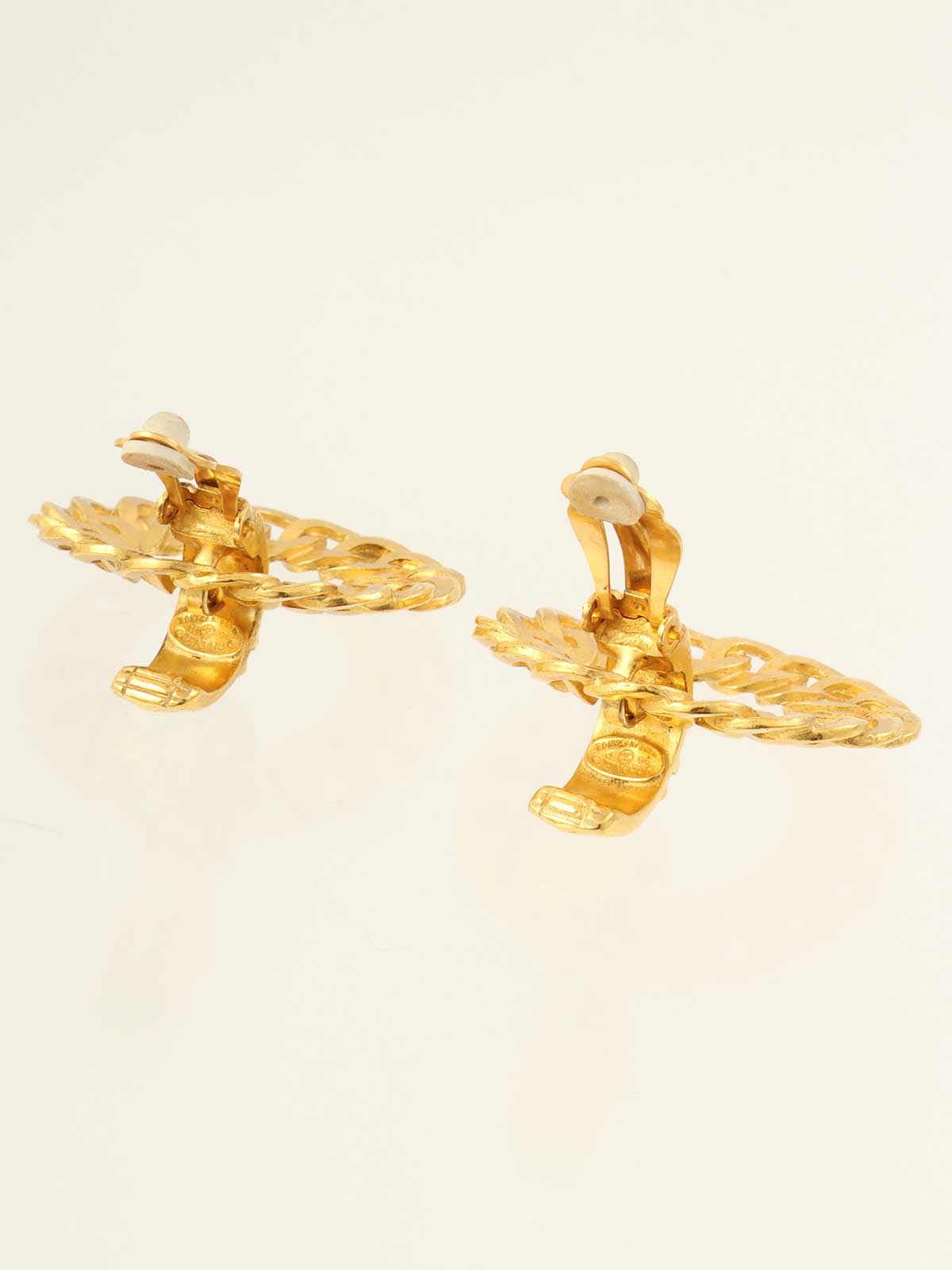 1996 CC Mark Chain Hoop Earrings Gold