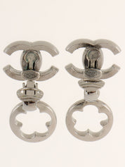 2006 CC Mark Cutout Camellia Earrings Gunmetal