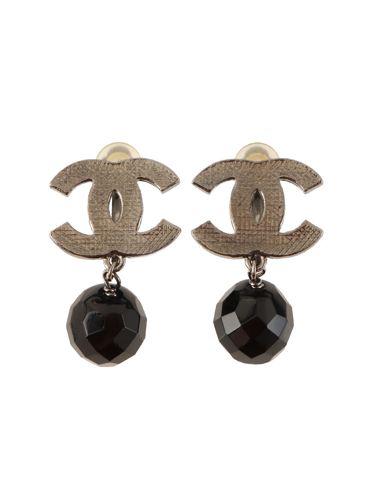 1999年製　CCマークスウィングビジューイヤリング　シルバー／ブラック