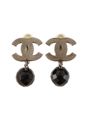 1999年製　CCマークスウィングビジューイヤリング　シルバー／ブラック