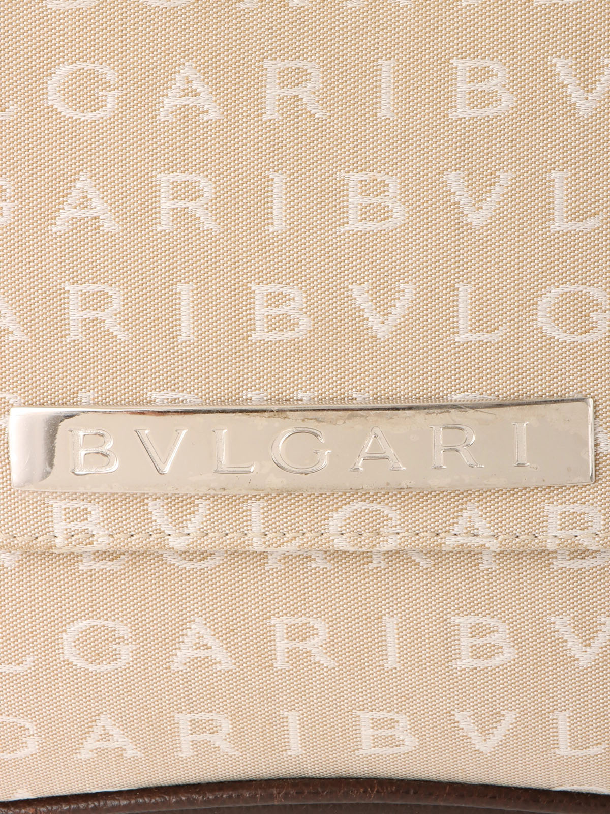 ロゴマニアショルダーバッグ ベージュ/ダークブラウン