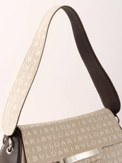 ロゴマニアショルダーバッグ ベージュ/ダークブラウン