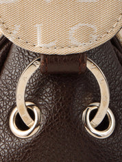 ロゴマニアショルダーバッグ ベージュ/ダークブラウン