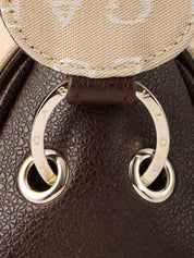 ロゴマニアショルダーバッグ ベージュ/ダークブラウン