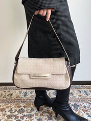 ロゴマニアショルダーバッグ ベージュ/ダークブラウン