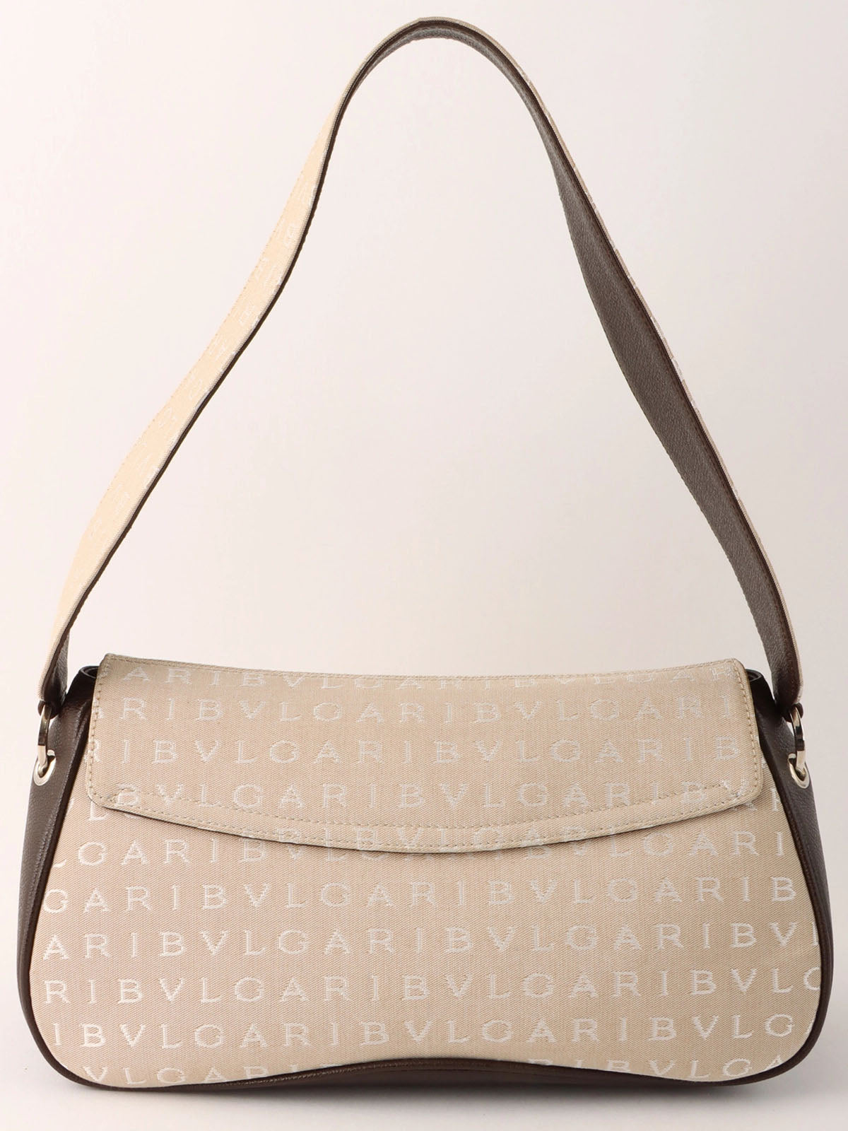 ロゴマニアショルダーバッグ ベージュ/ダークブラウン