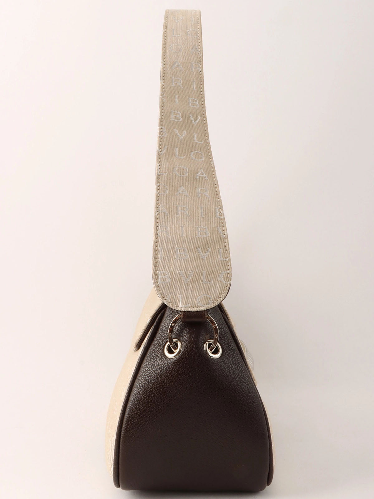 ロゴマニアショルダーバッグ ベージュ/ダークブラウン