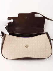 ロゴマニアショルダーバッグ ベージュ/ダークブラウン