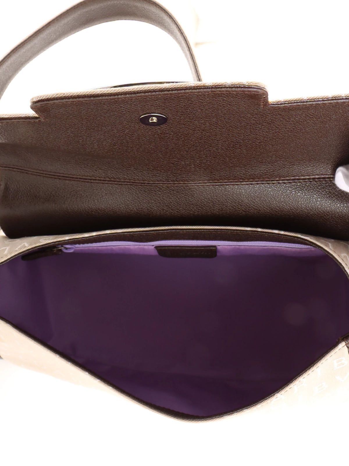 ロゴマニアショルダーバッグ ベージュ/ダークブラウン