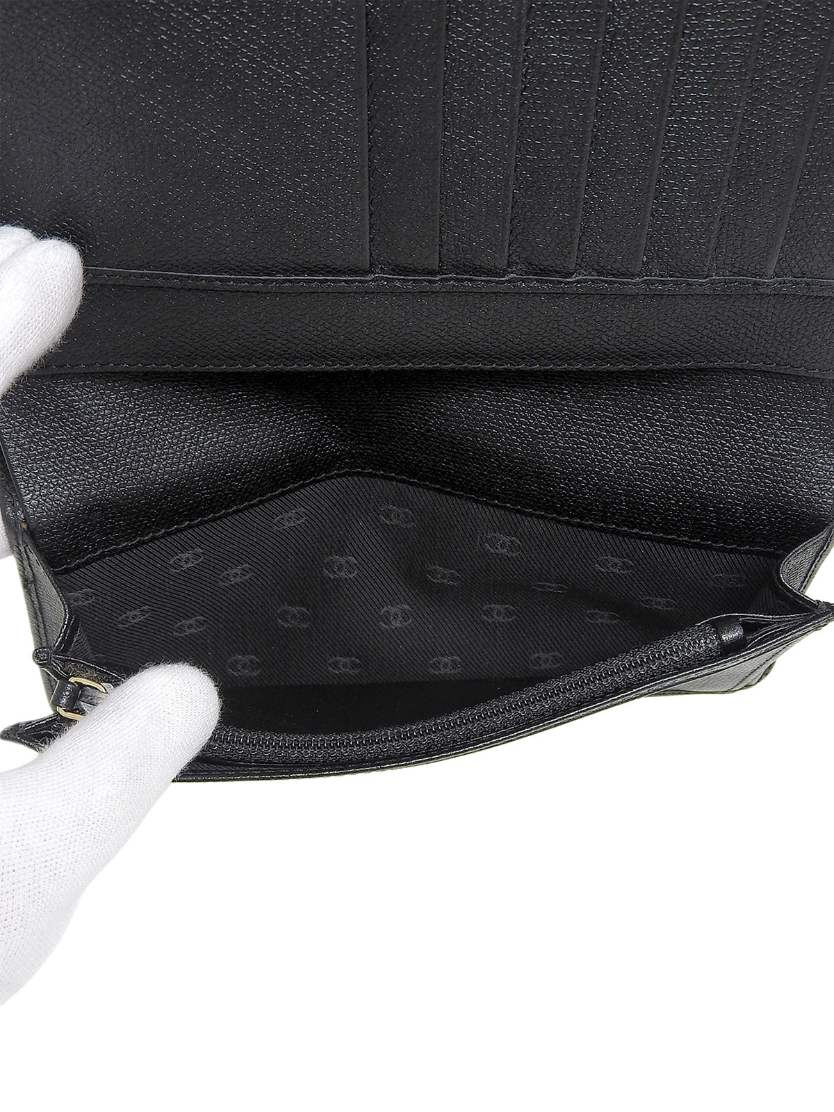 2005 CC mark plate long wallet black