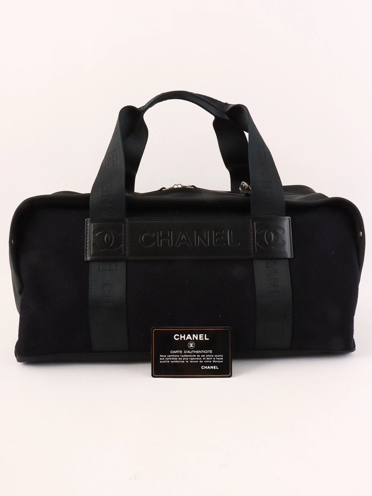2004 Sports Line Wool Nylon Combination Logo Boston Bag Black