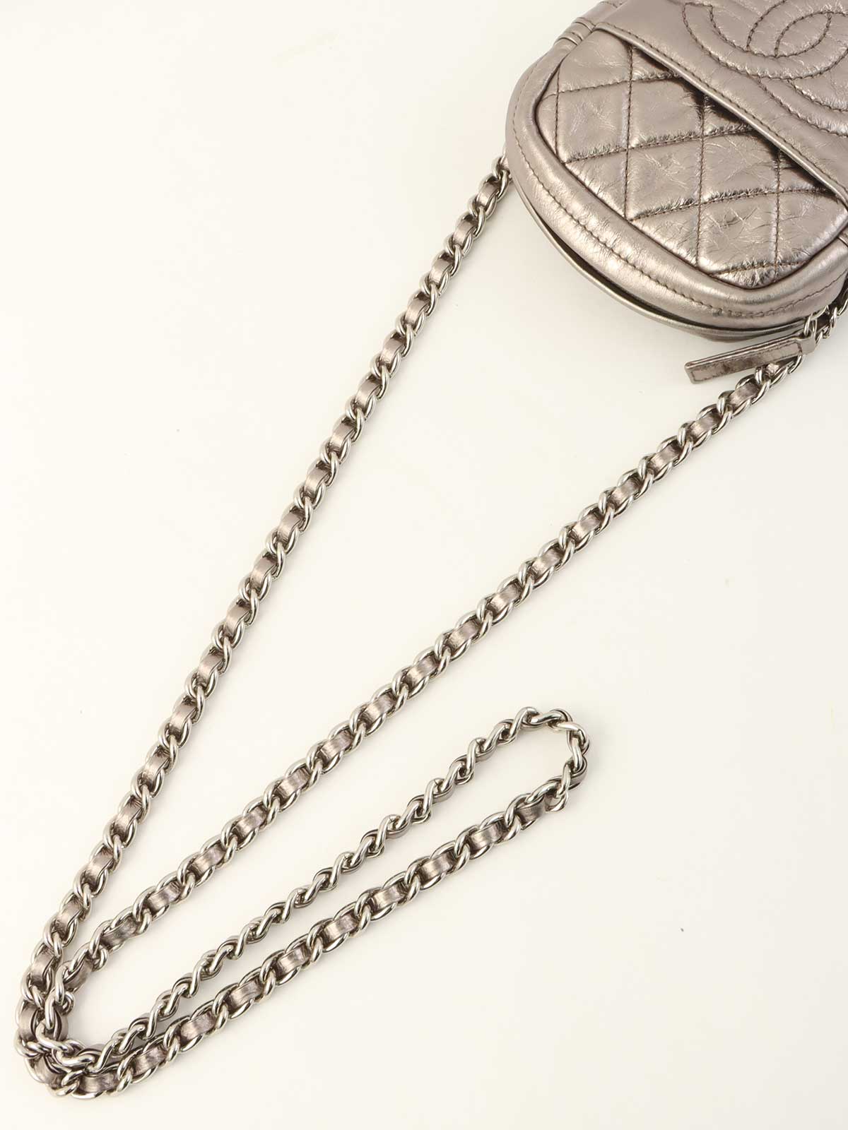 2008 CC Mark Stitch Mini Chain Shoulder Bag in Silver
