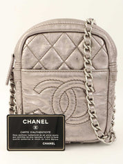2008 CC Mark Stitch Mini Chain Shoulder Bag in Silver