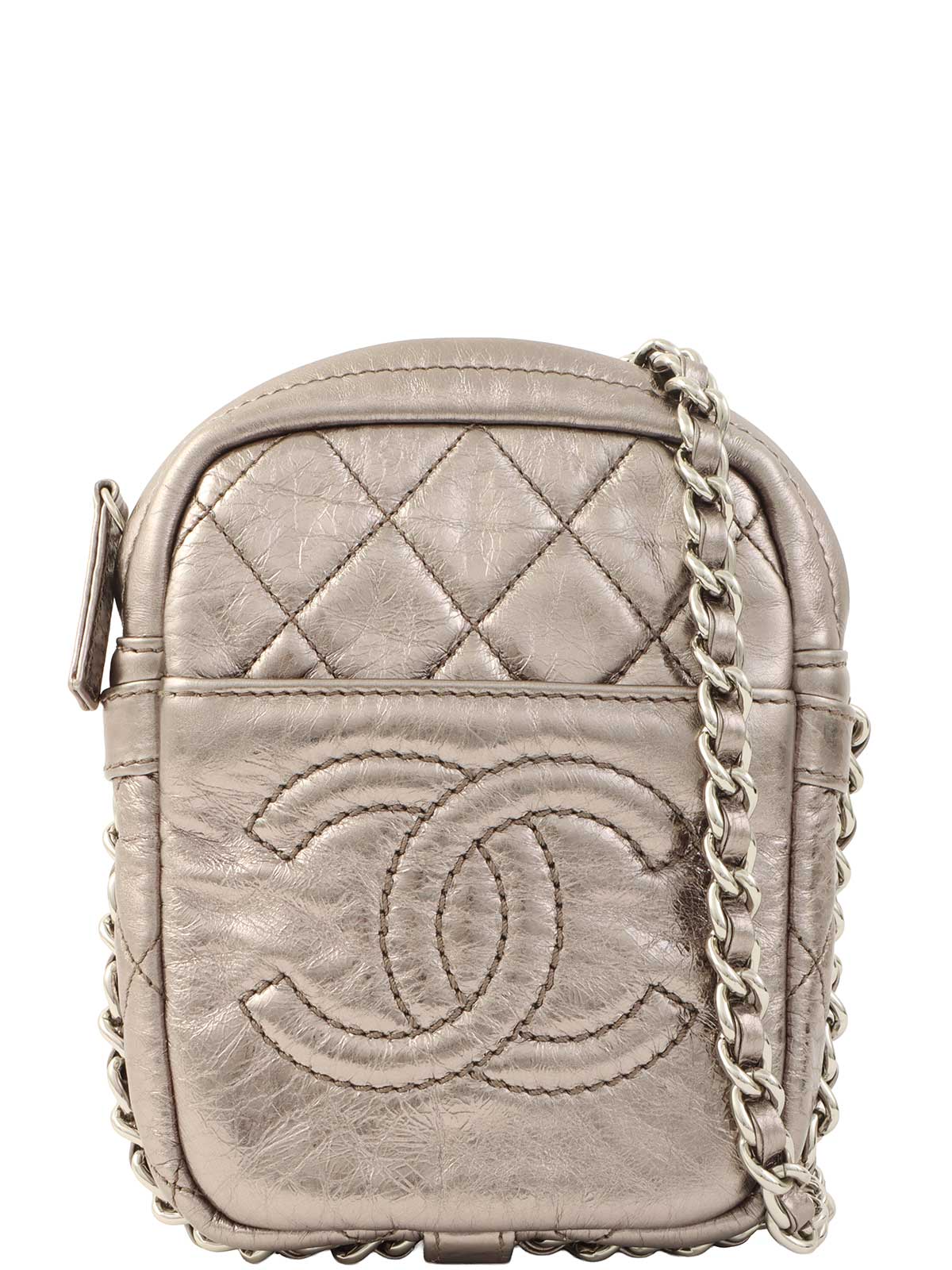 2008 CC Mark Stitch Mini Chain Shoulder Bag in Silver