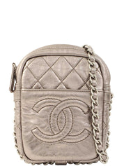 2008 CC Mark Stitch Mini Chain Shoulder Bag in Silver