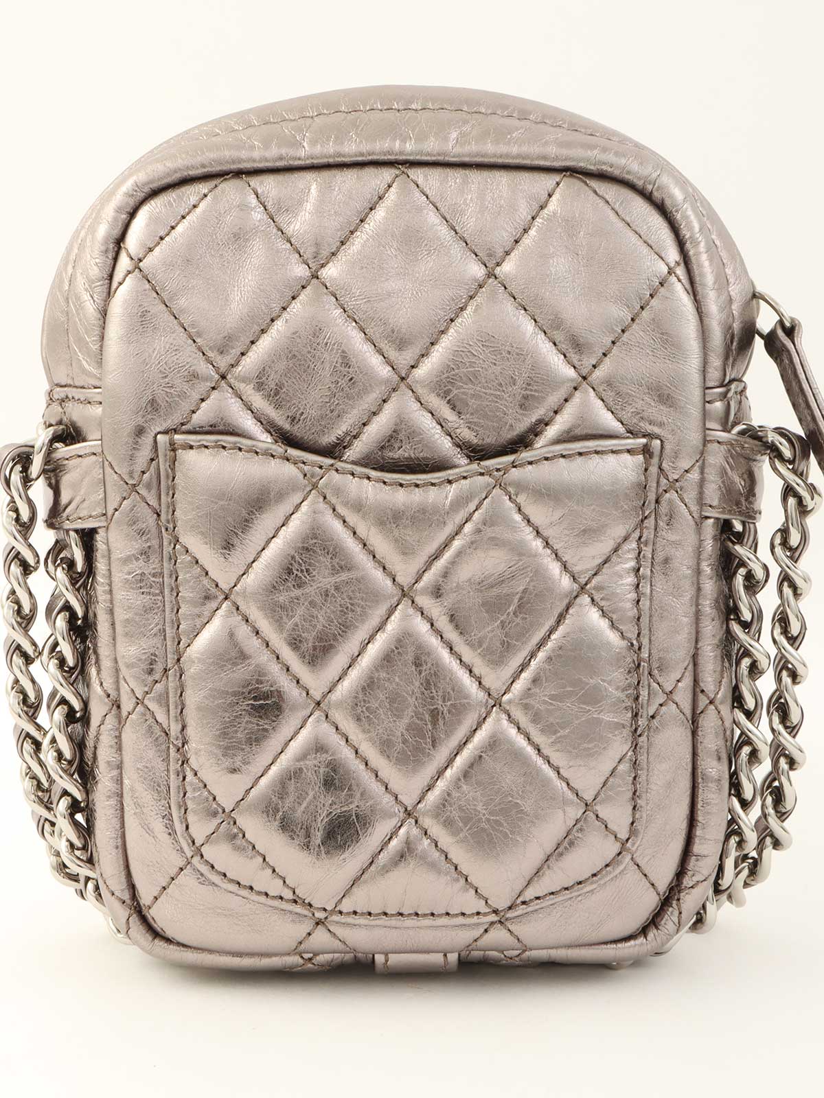 2008 CC Mark Stitch Mini Chain Shoulder Bag in Silver