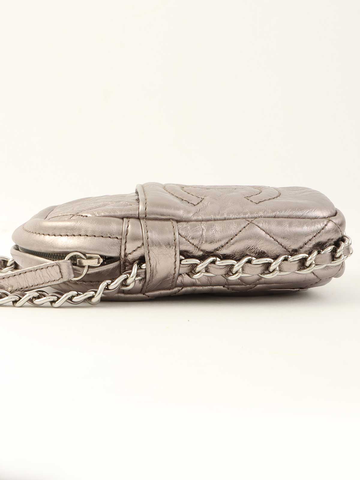 2008 CC Mark Stitch Mini Chain Shoulder Bag in Silver