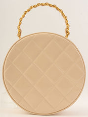 1995年頃製 パテントラウンドCCマークバニティバッグ ベージュ/ブラック