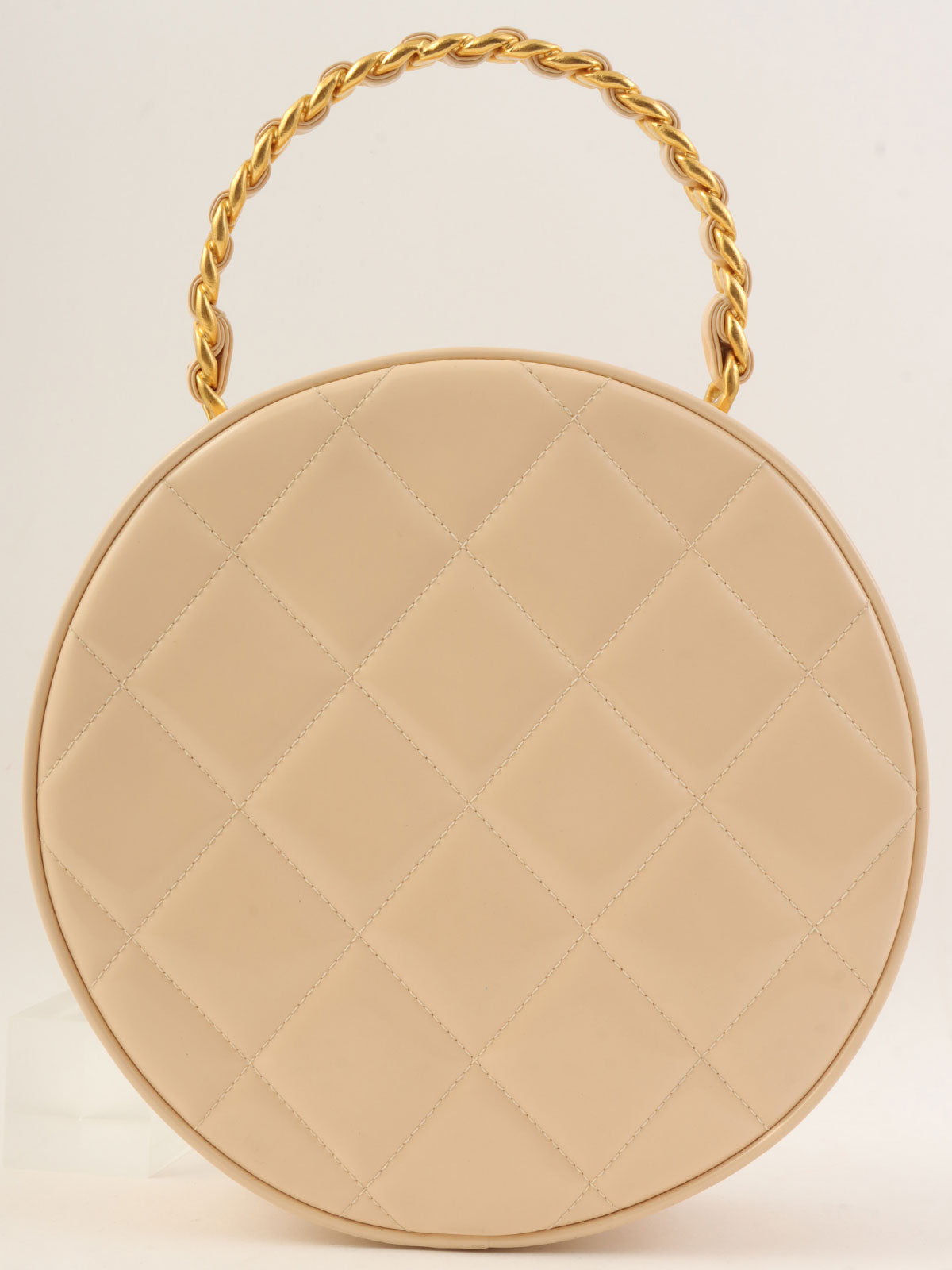 1995 年专利圆形 CC 标志化妆包，米色/黑色