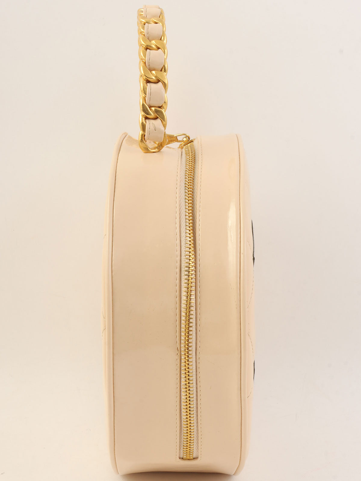 1995年頃製 パテントラウンドCCマークバニティバッグ ベージュ/ブラック