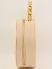 1995年頃製 パテントラウンドCCマークバニティバッグ ベージュ/ブラック