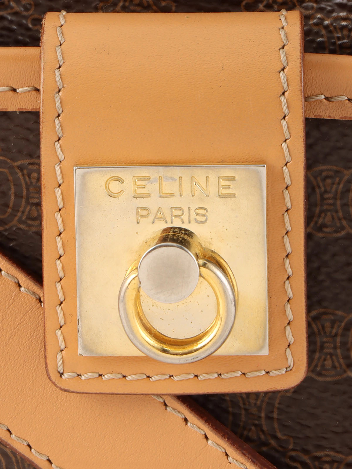 Macadam Pattern Logo Plate Shoulder Bag Brown