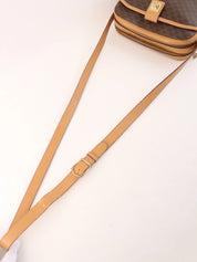 Macadam Pattern Logo Plate Shoulder Bag Brown