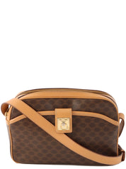Macadam Pattern Logo Plate Shoulder Bag Brown