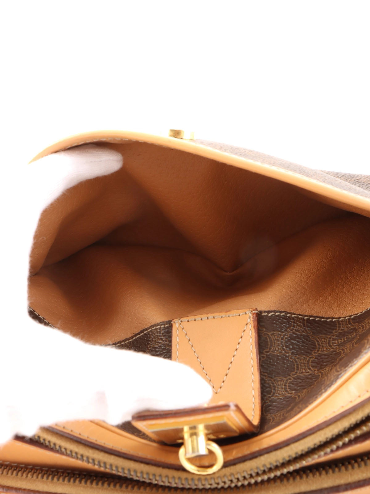 Macadam Pattern Logo Plate Shoulder Bag Brown