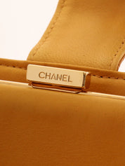 2000年頃製 キャビアスキンCCマークステッチロングウォレット マスタード