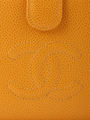 2000年頃製 キャビアスキンCCマークステッチロングウォレット マスタード