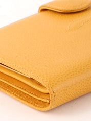 2000年頃製 キャビアスキンCCマークステッチロングウォレット マスタード