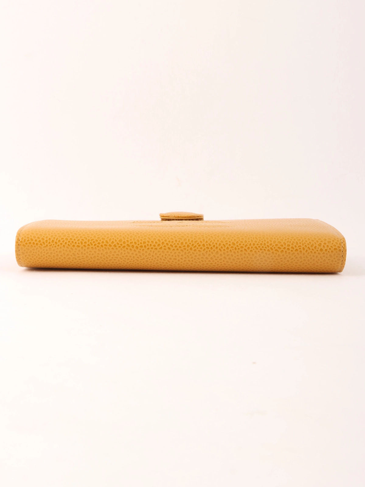 2000年頃製 キャビアスキンCCマークステッチロングウォレット マスタード