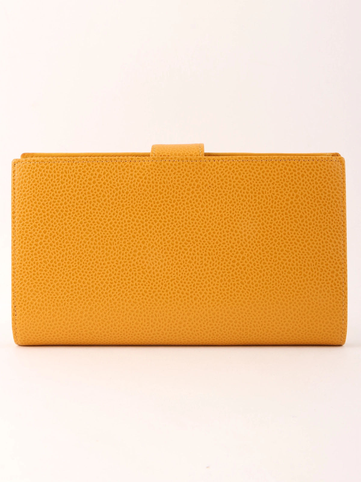 2000年頃製 キャビアスキンCCマークステッチロングウォレット マスタード