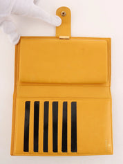 2000年頃製 キャビアスキンCCマークステッチロングウォレット マスタード