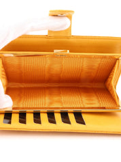 2000年頃製 キャビアスキンCCマークステッチロングウォレット マスタード