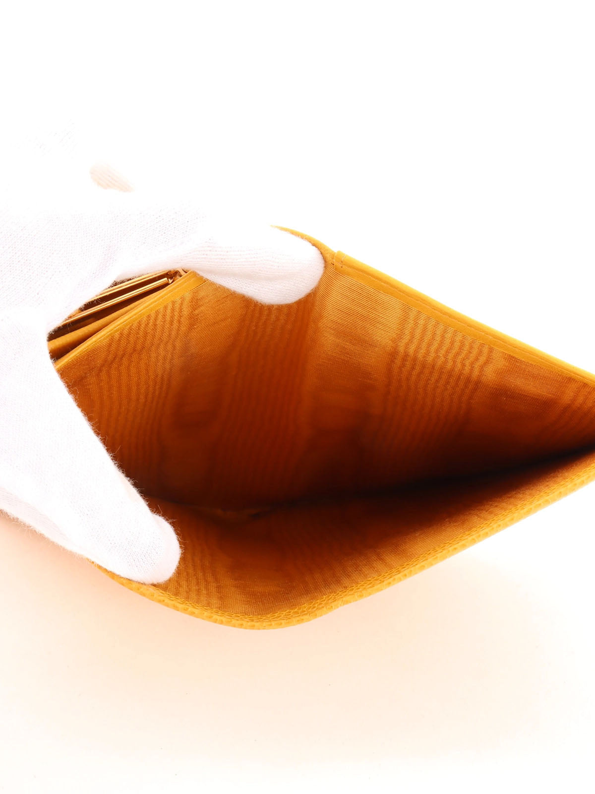 2000年頃製 キャビアスキンCCマークステッチロングウォレット マスタード