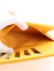 2000年頃製 キャビアスキンCCマークステッチロングウォレット マスタード