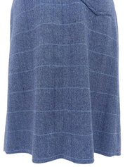Wool Check Pattern Logo Brooch Wrap Skirt in Blue
