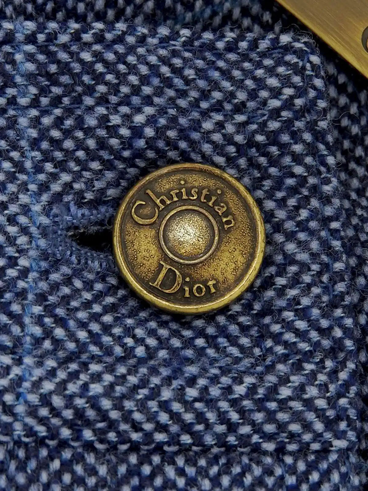 ウールチェックパターンロゴブローチラップスカート ブルー