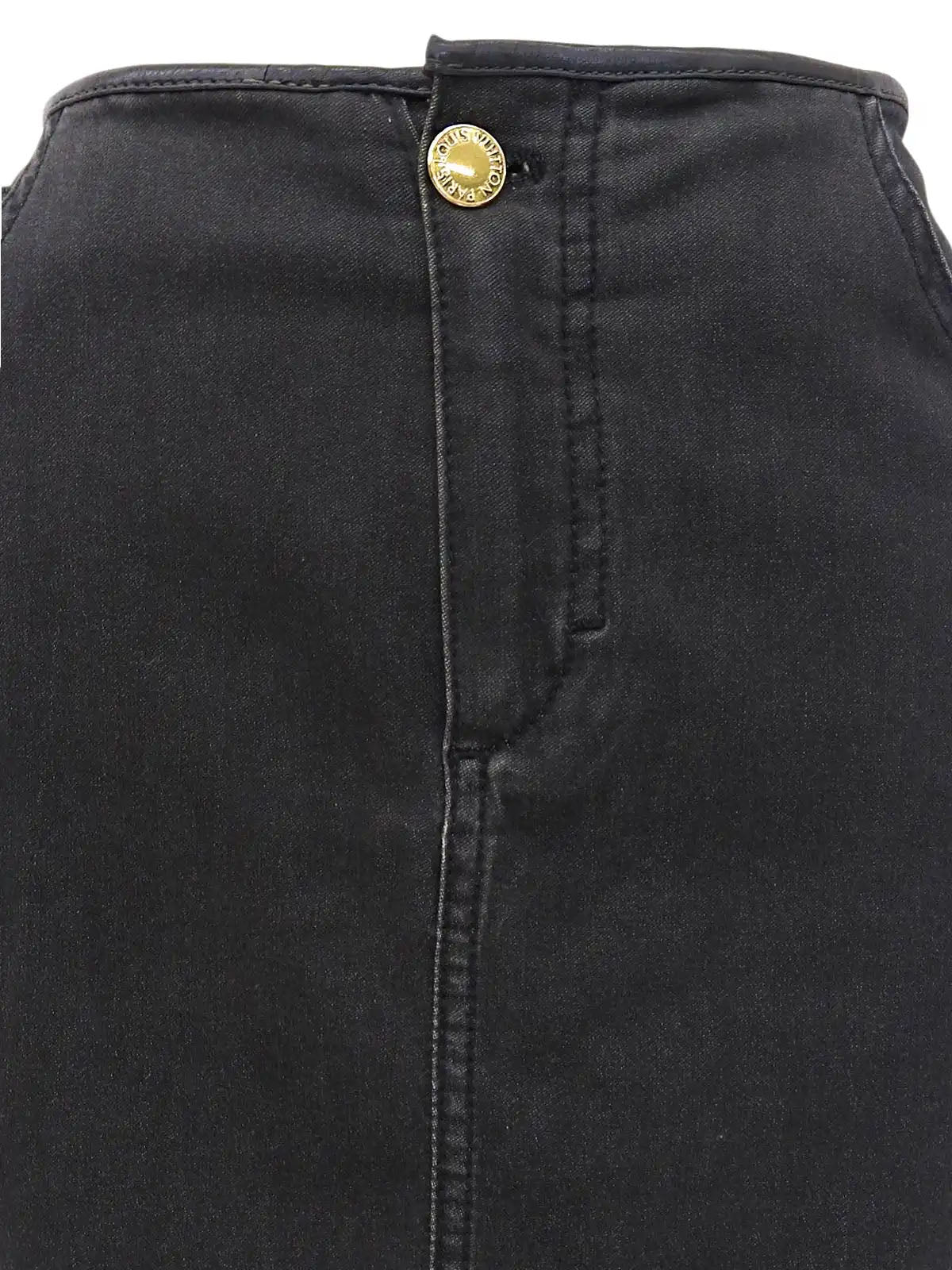 Monogram Stitch Denim Skirt in Black