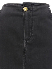 Monogram Stitch Denim Skirt in Black