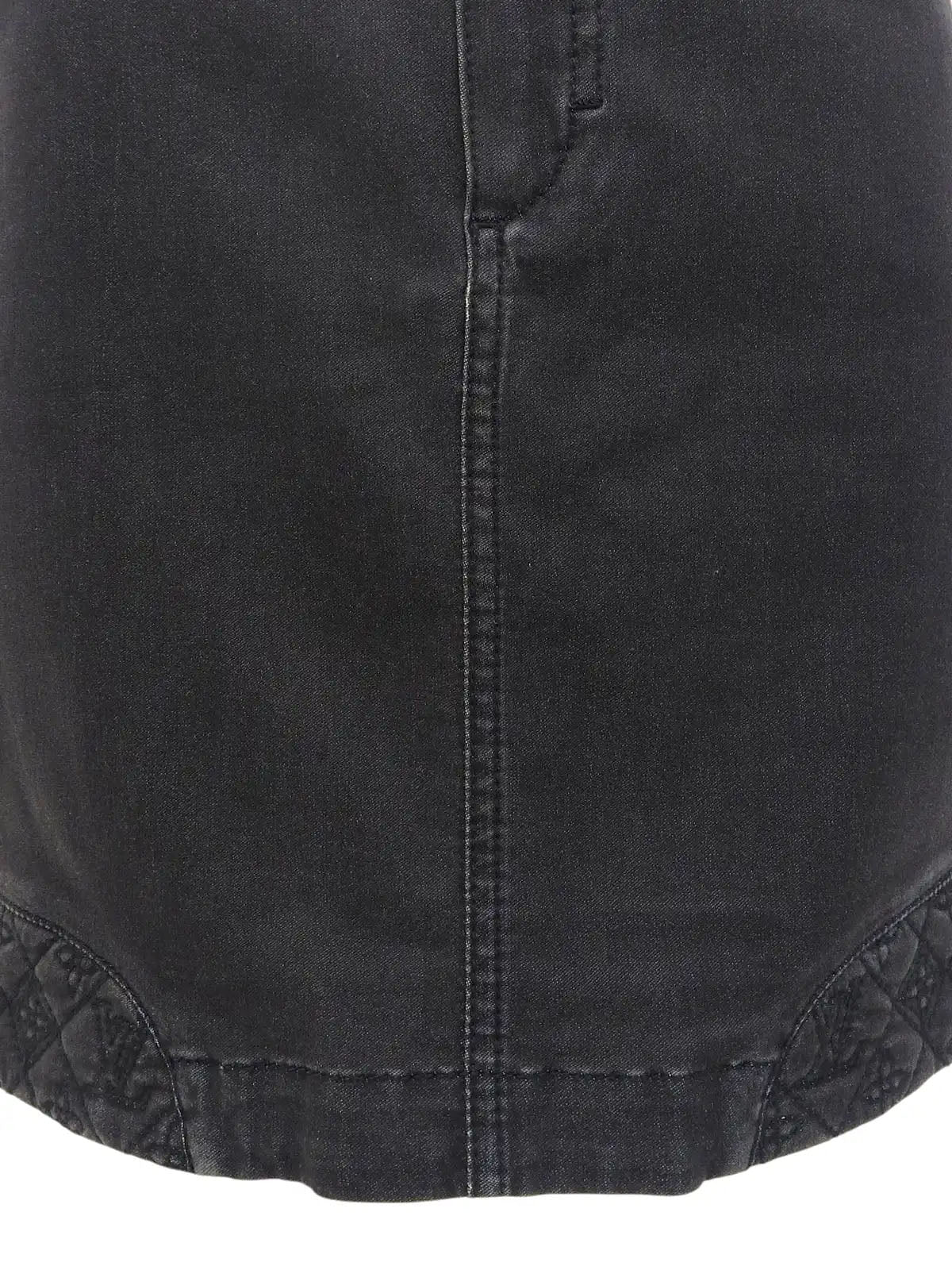 Monogram Stitch Denim Skirt in Black