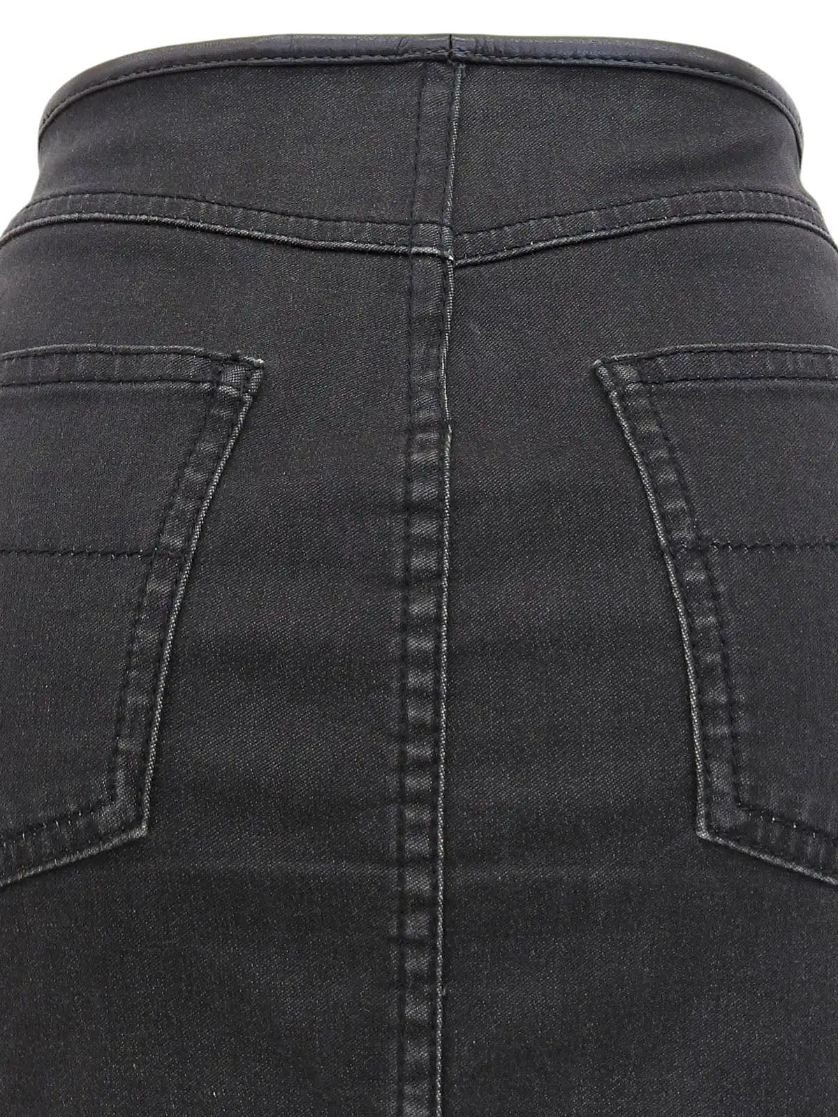 Monogram Stitch Denim Skirt in Black