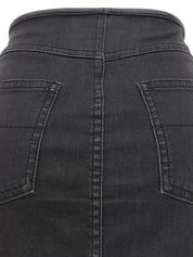 Monogram Stitch Denim Skirt in Black