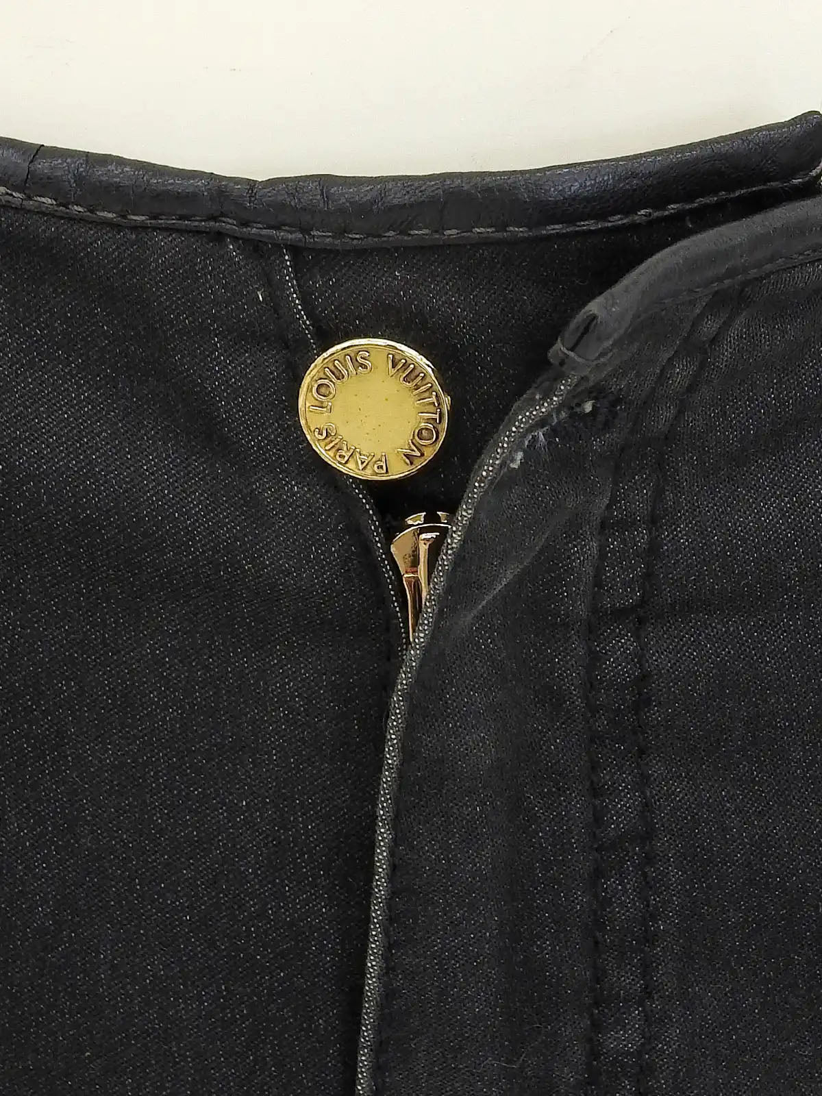 Monogram Stitch Denim Skirt in Black